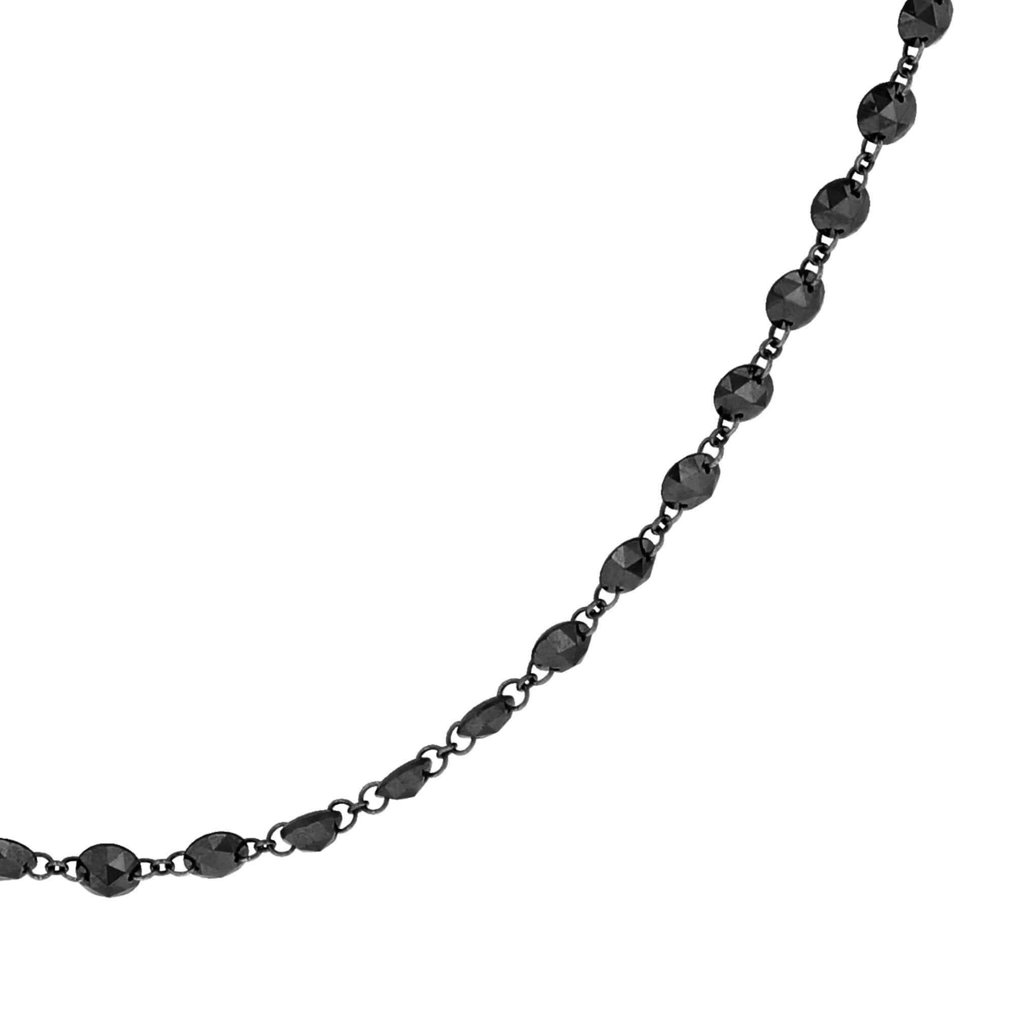 Image of 64Facets Black Rose Cut Diamond Chain Necklace in Platinum dipped in rhodium